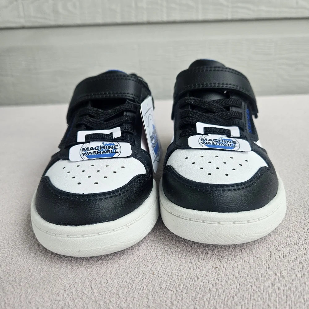Skechers Quick Street Sneakers Boys Kid SZ 12 Black & White 405638L Hook & Loop